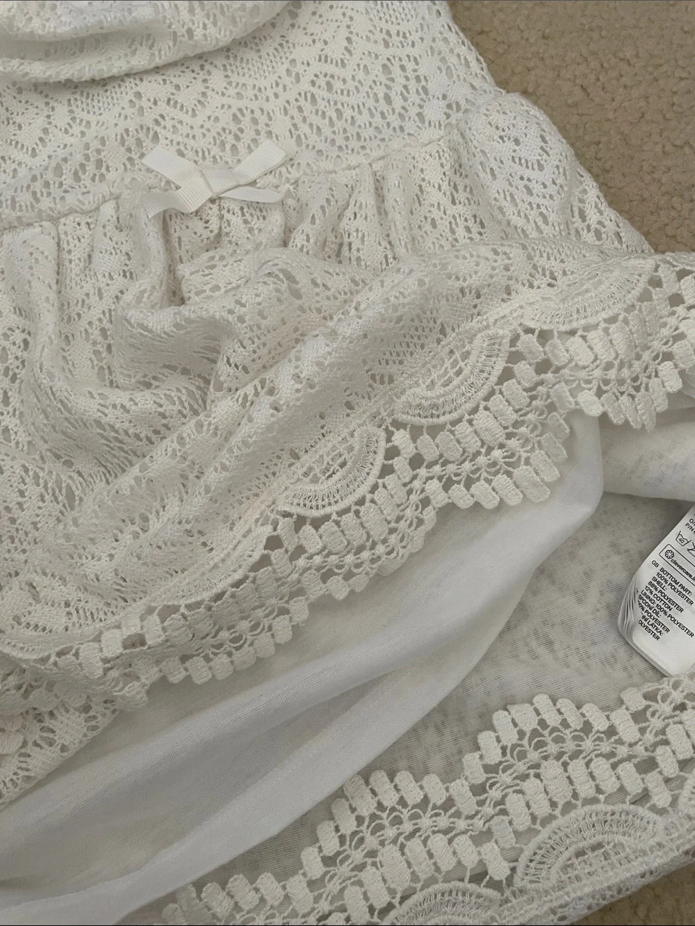 H&M White Lace Girls Formal Dress with Waist Bow